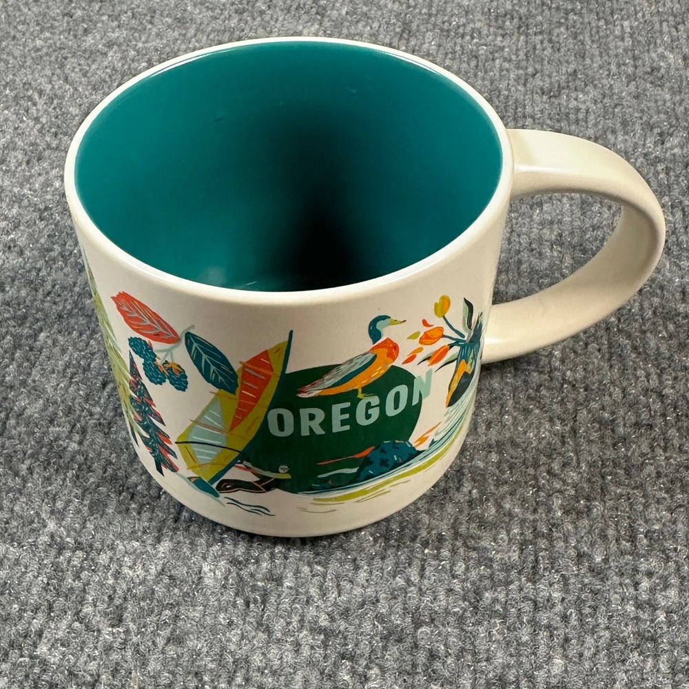 Starbucks Discovery Series Oregon Mug 14oz Bigfoot Sasquatch Teal Interior 2024